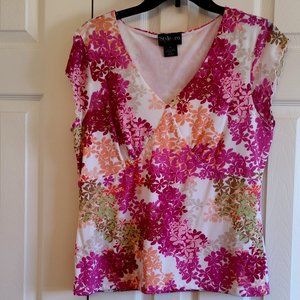 FREE WITH PURCHASE !!!  XL Style & Co Pink & White Floral  Womens Top